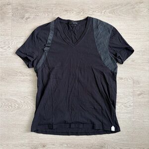 Alexander McQueen Black V-Neck Tee with Unique Accents